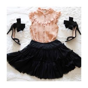 Sheer Pink Couture 100% Silk Blouse Pearl Button M